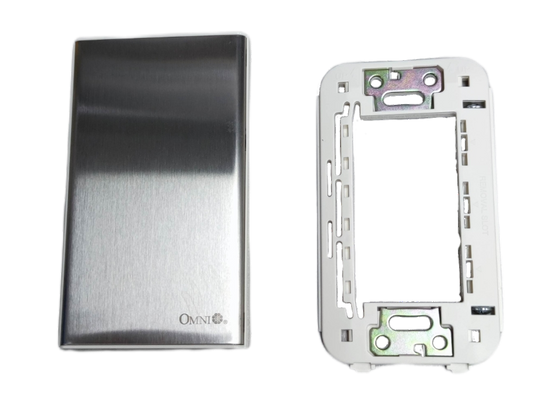 Omni chrome blank plate cover for power points switches and plugs with a sleek metallic finish
