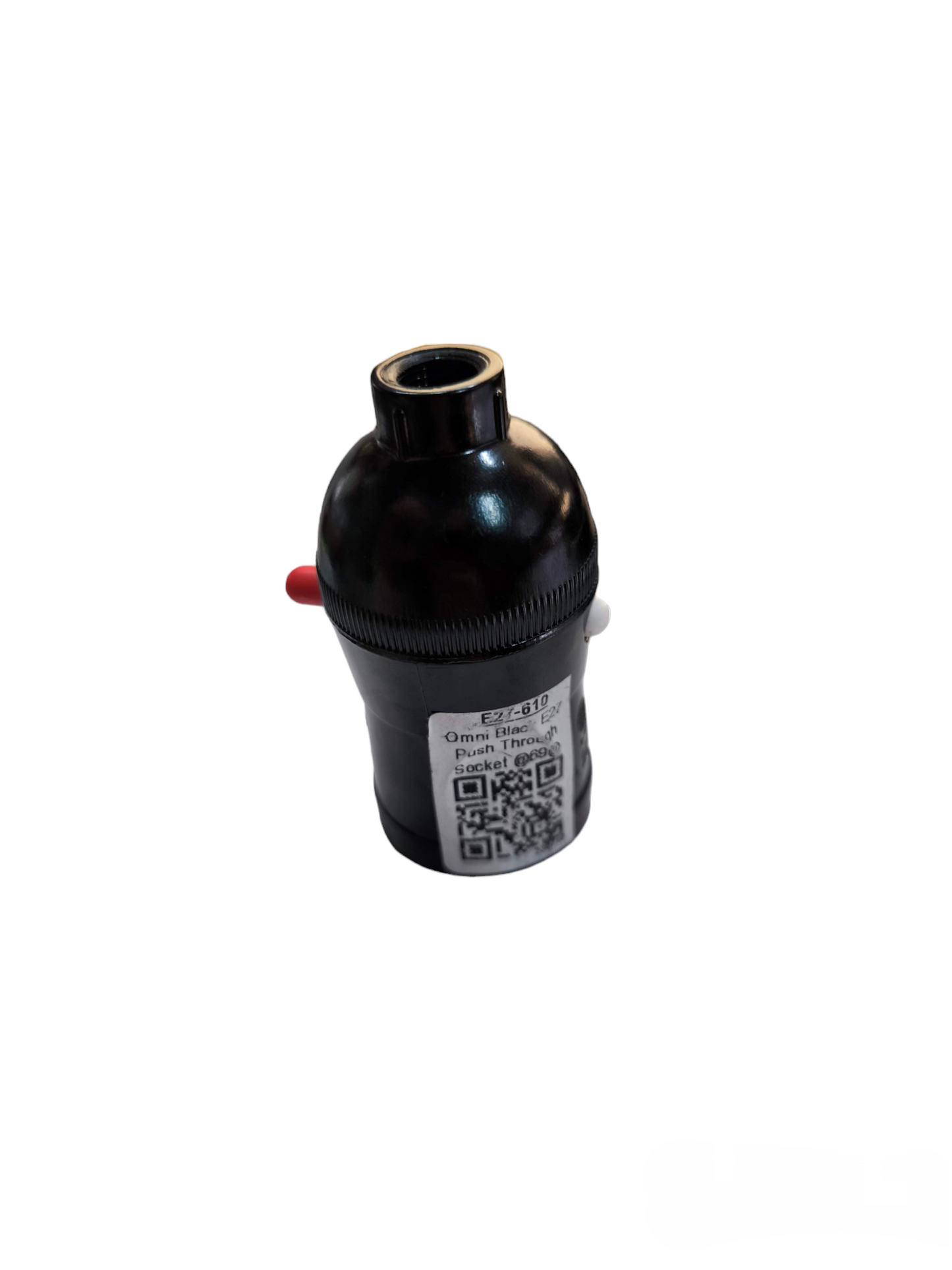 Omni black E27 Socket with Push Thru Switch for lighting installation and accessories