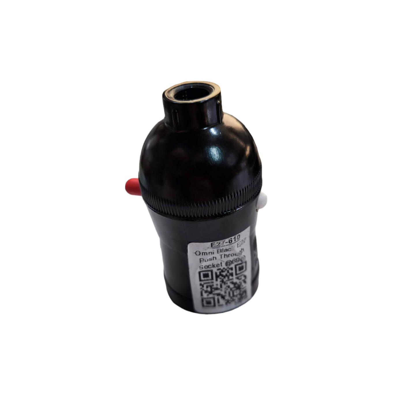 Omni black E27 Socket with Push Thru Switch for lighting installation and accessories