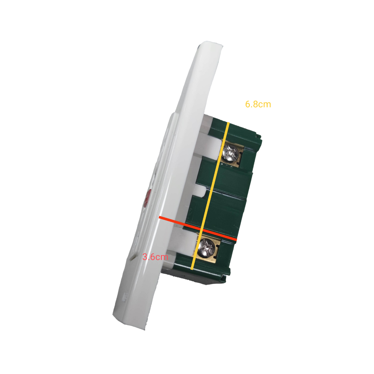 Omni GFCI outlet 20A 220V with green wiring terminals and safety features for electrical installations