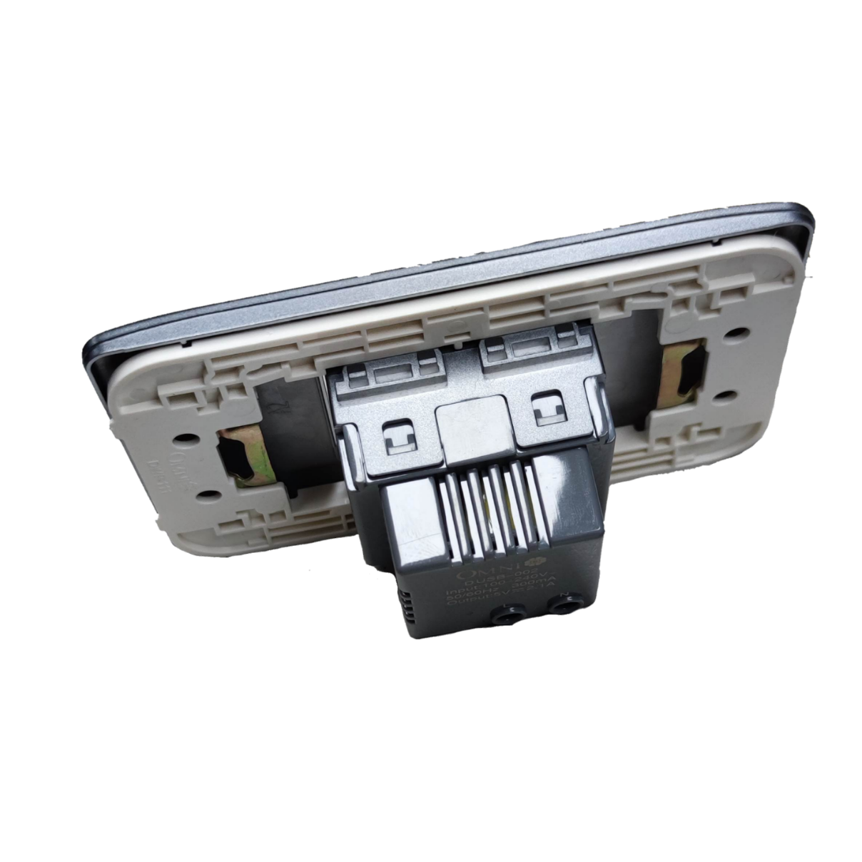 Omni USB outlet 2 gang graphite with a sleek design for convenient device charging