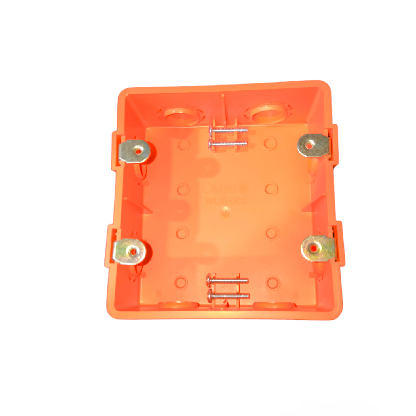Omni utility box 6 Gang Plate Device in bright orange for electrical installations and wiring projects