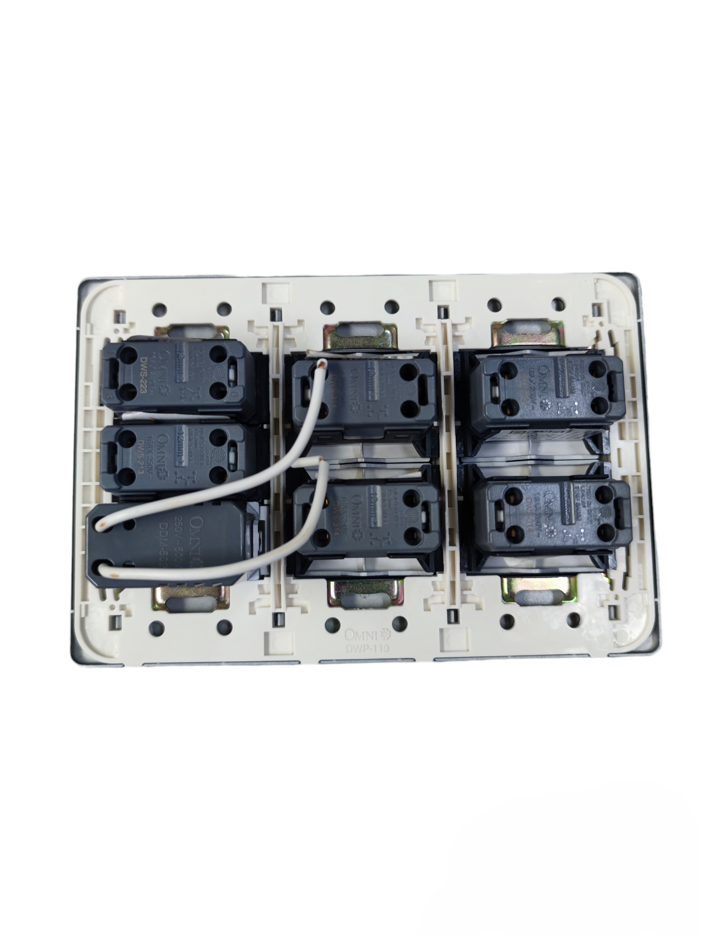 Omni 1 Way 1 Device with 500W Dimmer Switch showing back wiring and switch mechanism