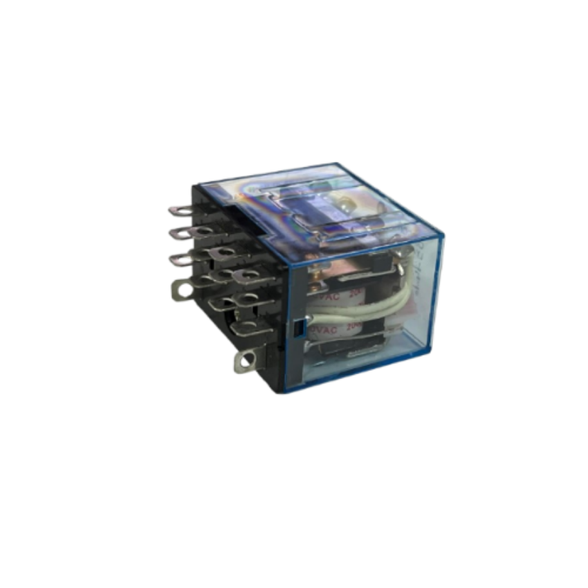 Omron LY4N-J 220V AC relay with transparent housing and multiple connection terminals