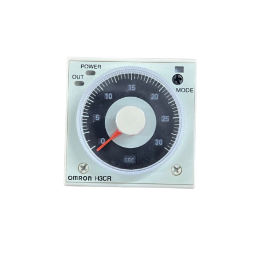 Omron H3CR multi range timer relay 8 pin analog dial with red pointer knob power and mode indicators