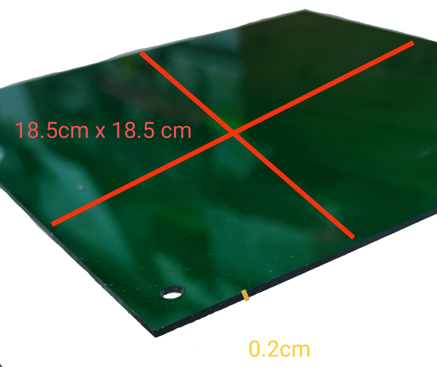 Optical Filter Green 18.5cm x 18.5cm rectangular sheet with 0.2cm thickness for seasonal and decorative use