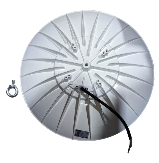Underside view of an Orbik 200W LED high bay light 5700K Daylight 220V with sleek white design