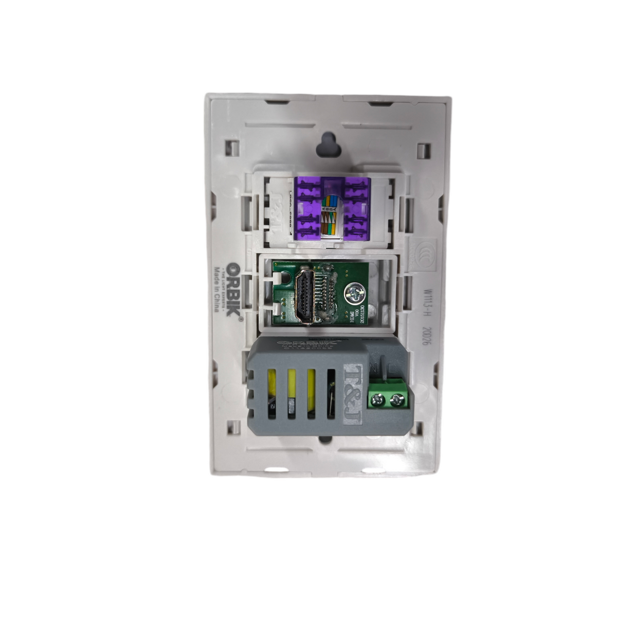 T&J 3 Gang Multi Purpose Outlet showing internal wiring and components for power points switches and plugs