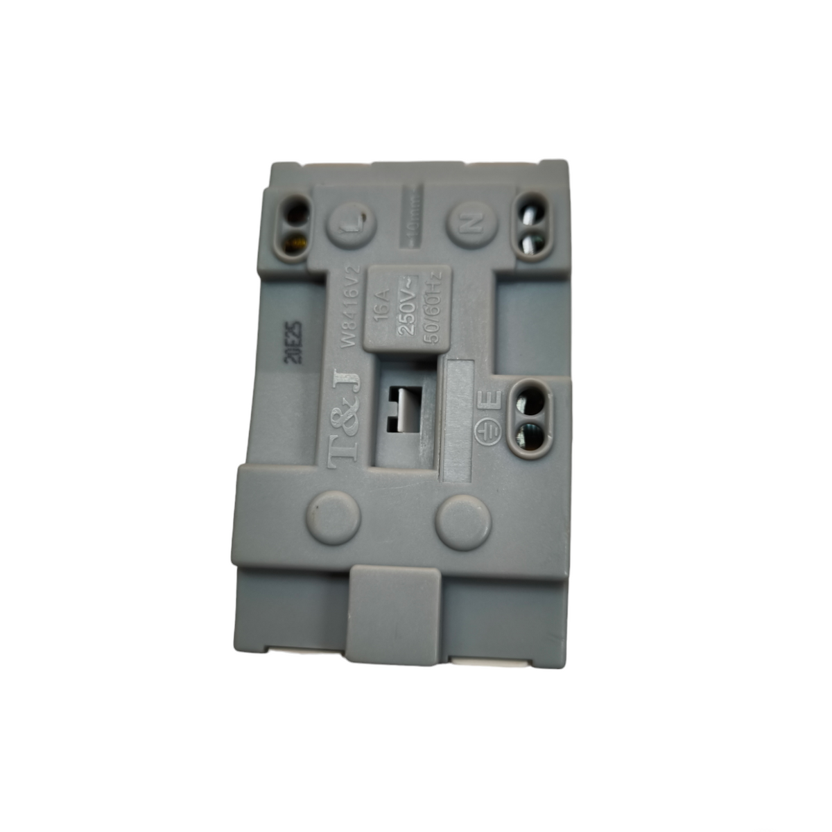 T&J Duplex Outlet Device with Ground 16A electrical power point component in gray