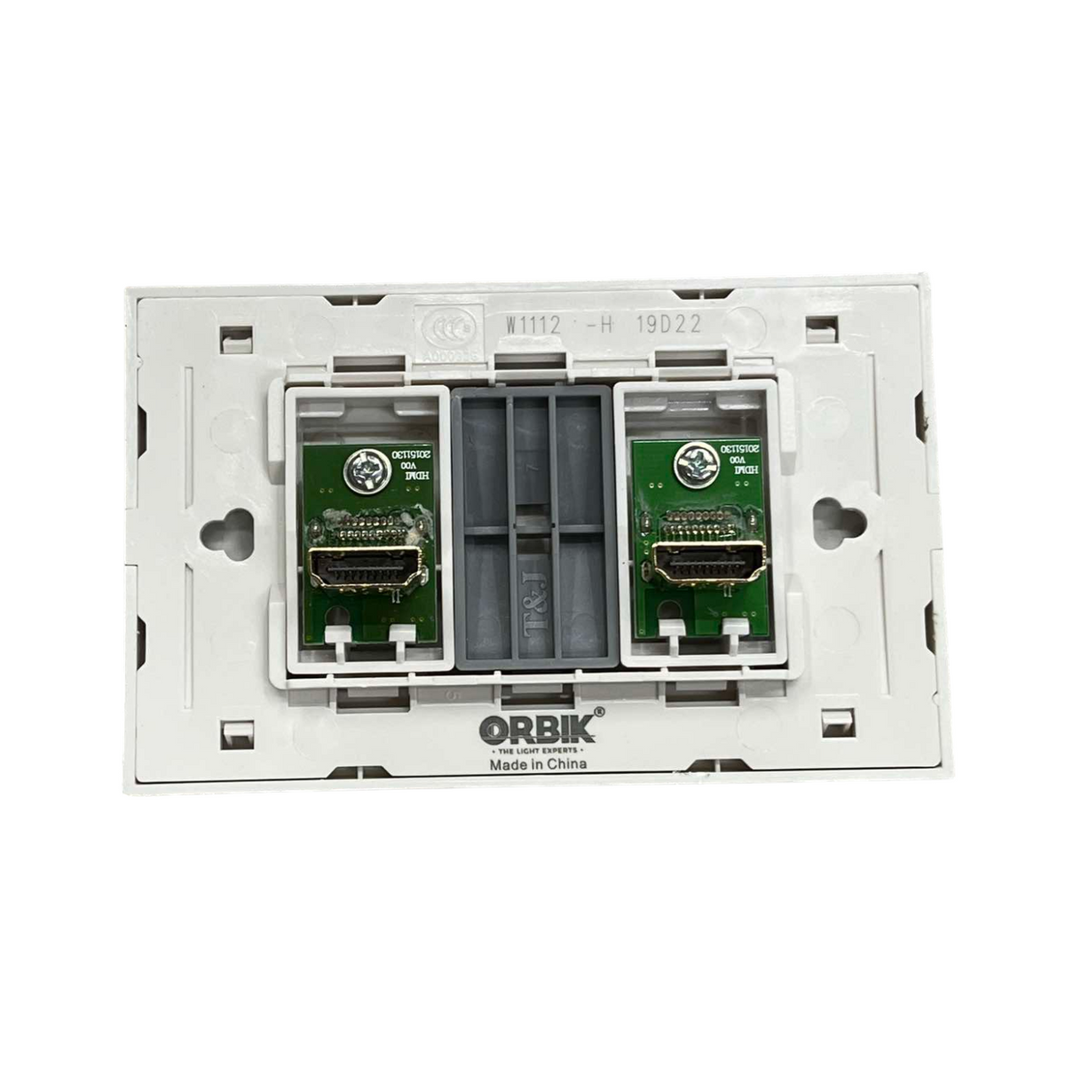 T&J HDMI Outlet with Plate Cover featuring dual HDMI ports for easy connectivity