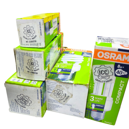 Osram Compact Fluorescent Lamp 20W E27 with ICC Quality Mark in green and white packaging