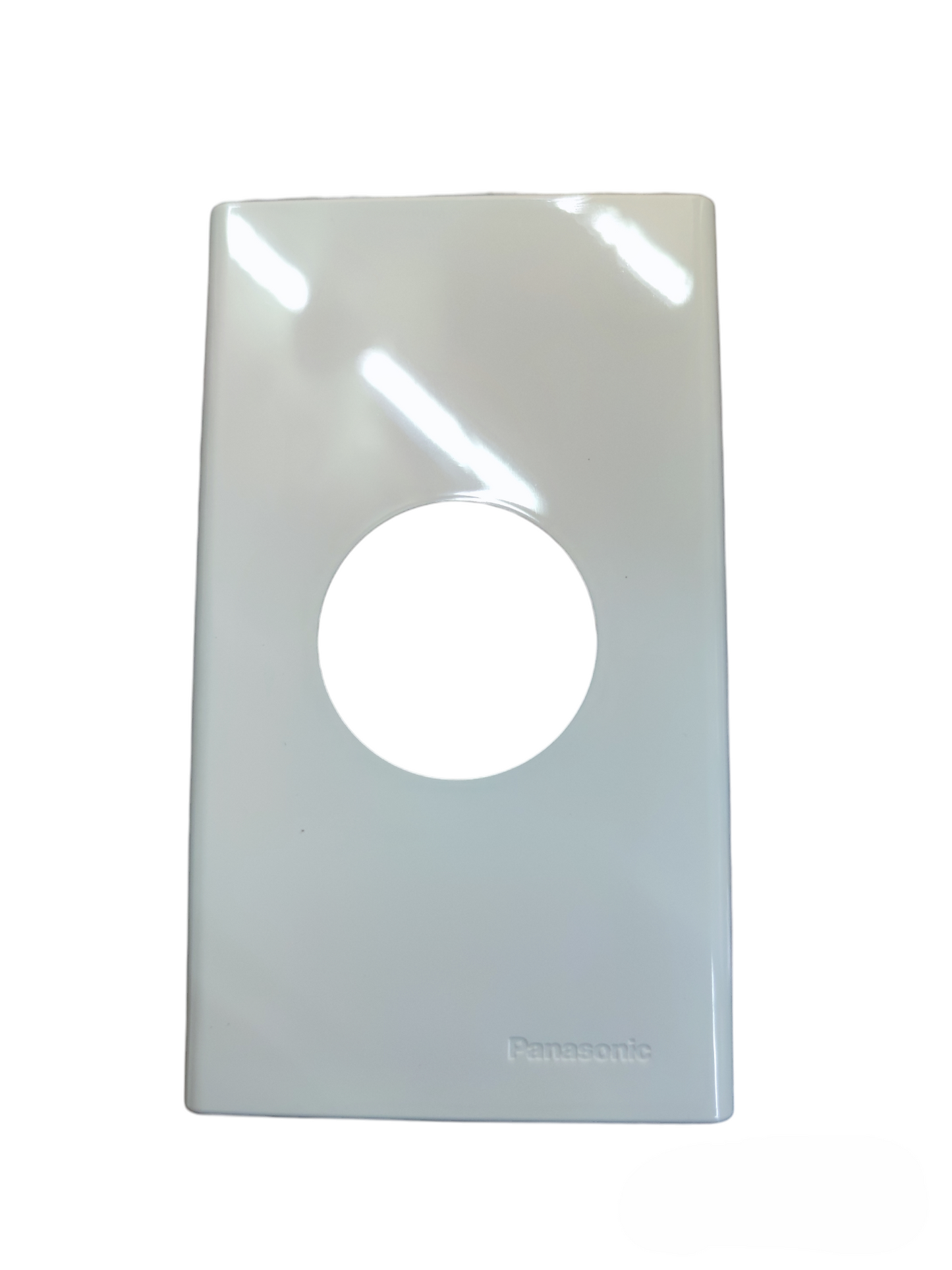 Panasonic 1 gang plate cover in white with smooth glossy finish for power points