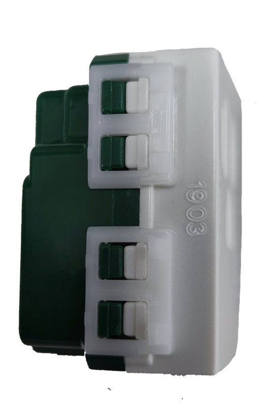 Panasonic 16A 250V flat pin outlet with ground white and green modular power point insert