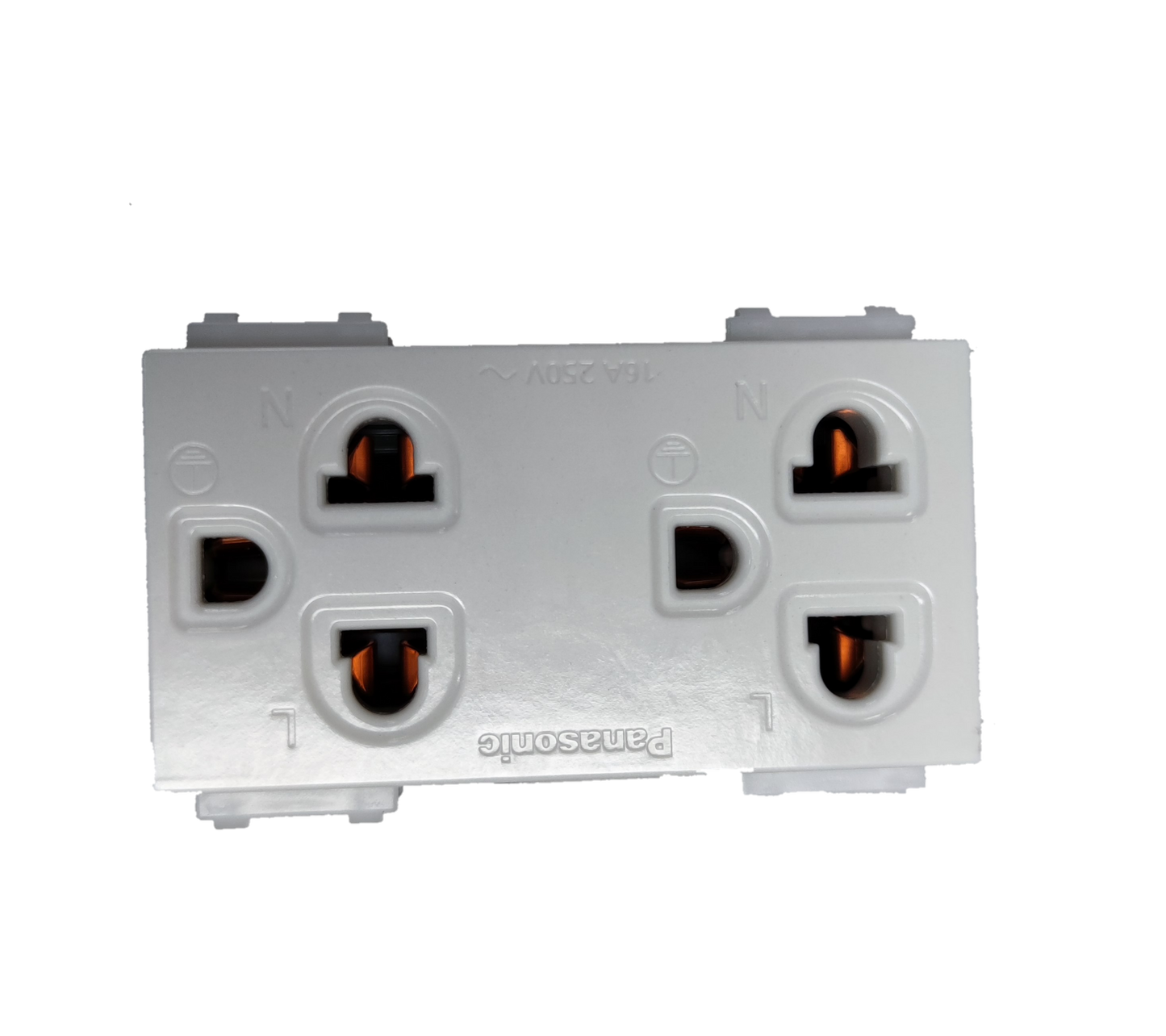 Panasonic 16A duplex outlet with ground 250V in a sleek white design for reliable power access