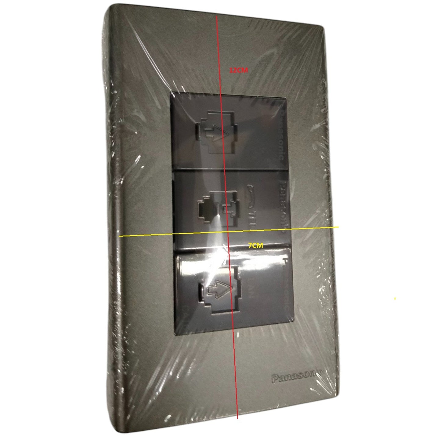 Panasonic 3 gang Cat6 ethernet wall outlet metallic gray designed for reliable network connectivity