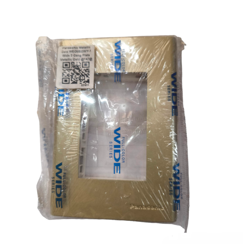 Panasonic 3 Gang Plate Metallic Gold power point switch cover in original packaging