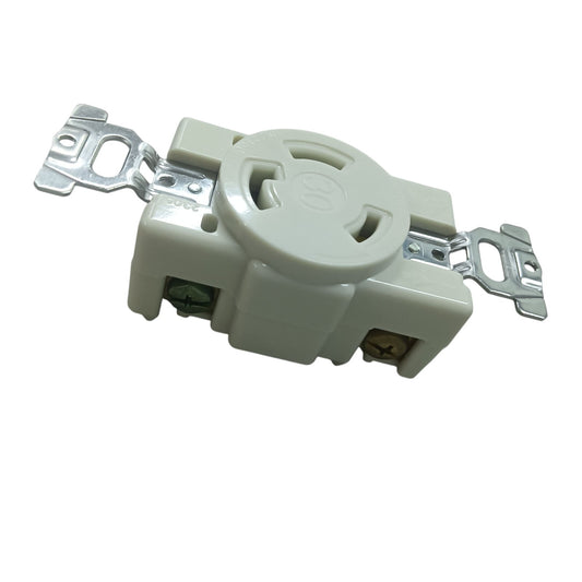 Panasonic 30A twist lock outlet 3 Wire white industrial locking receptacle with mounting straps