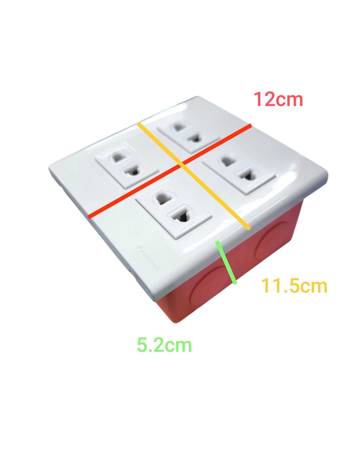 Panasonic 4 gang universal outlet with four white universal sockets and compact design