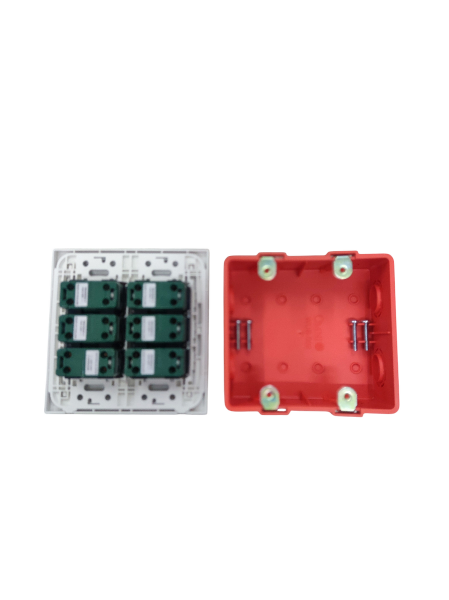 Panasonic 6 gang 4 way switch with red mounting box for power points and switches
