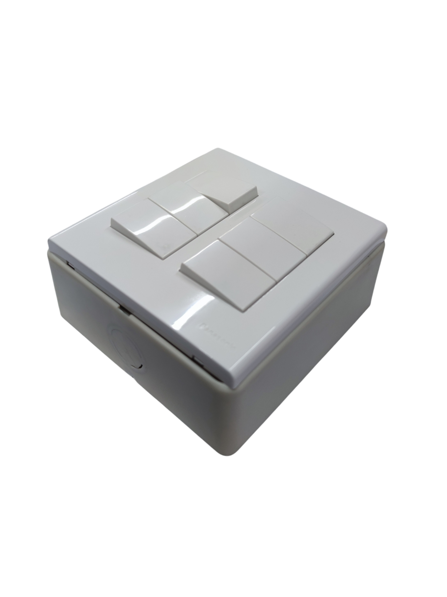 White Panasonic 6 gang 4 way switch with glossy finish for electrical control