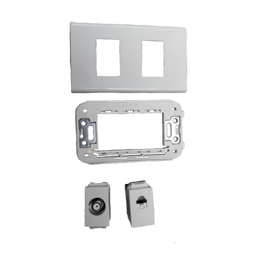 Panasonic power points with Cable Outlet and Telephone Outlet components and faceplate