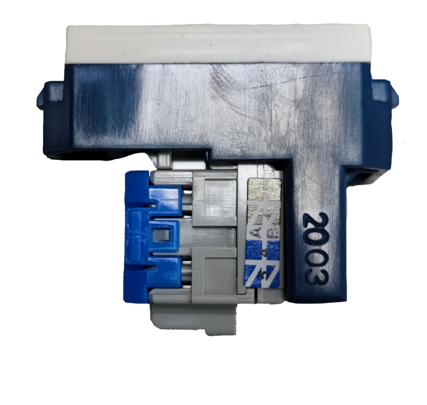Panasonic CAT6 Data Outlet electrical circuitry part with blue and white connectors for network installations