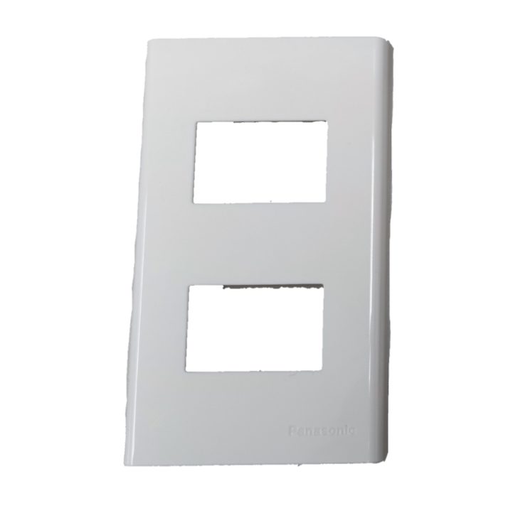 Panasonic 2 gang plate wide series white glossy plastic faceplate with two rectangular switch openings