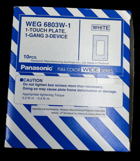 Panasonic 3 gang plate wide series white boxed 1 touch 1 gang 3 device wall switch plate