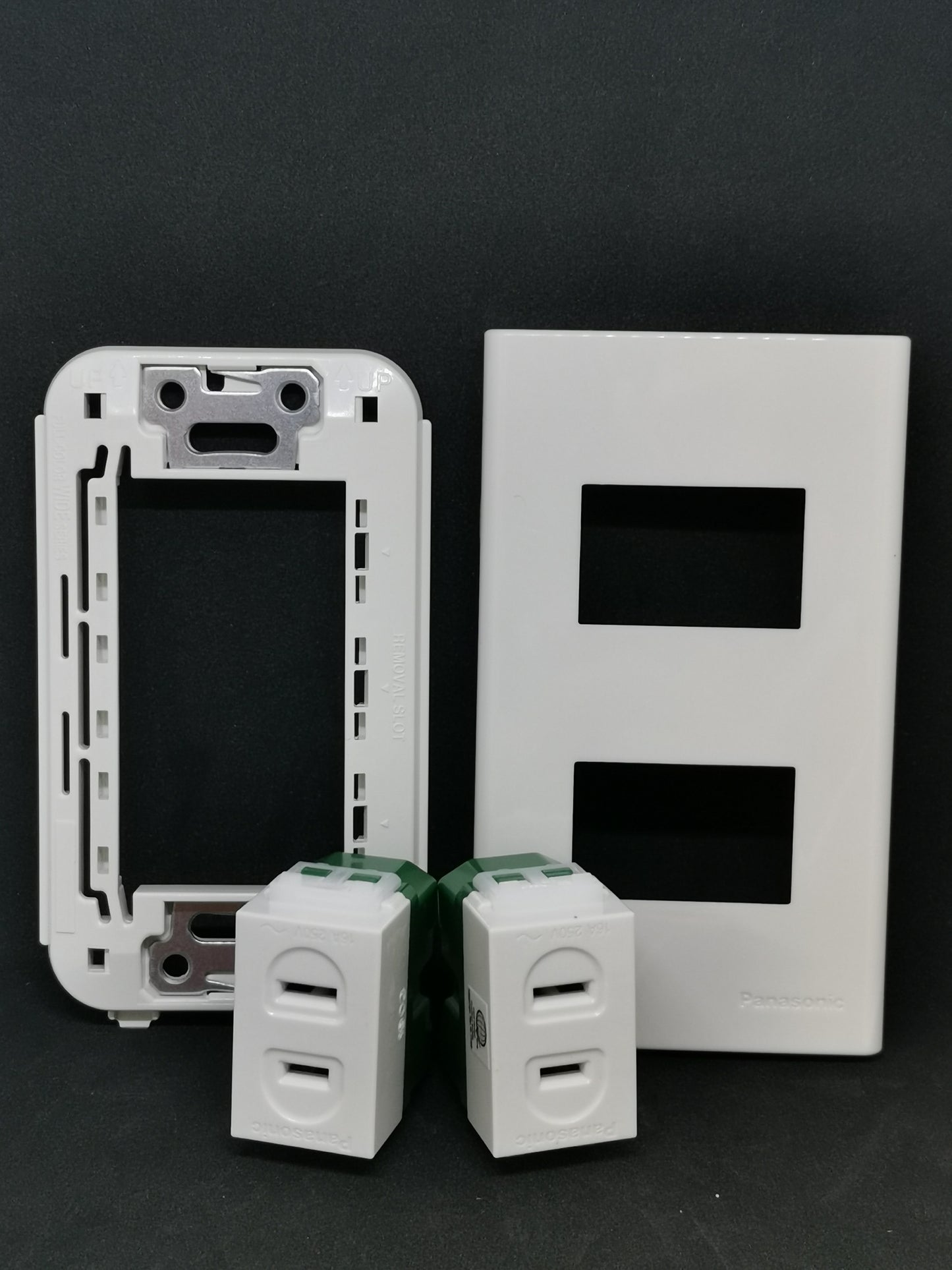 Panasonic WEG1001-5 WEG6802 outlet kit including faceplate and switch components in white