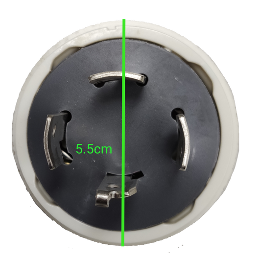 Panasonic WF6420 4 pin twist lock connector front view circular industrial plug with metal locking blades