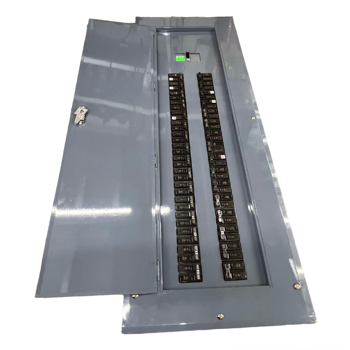 Schneider and GE 250A 2 pole panel board with multiple circuit breakers for efficient electrical distribution