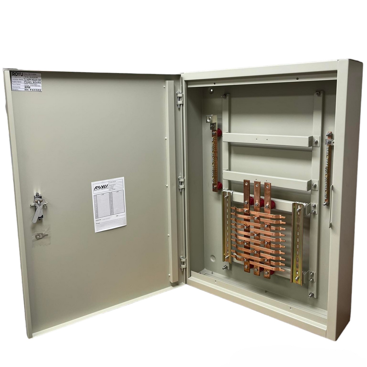 Schneider Royu Panel Board 250A 3 Pole MCCB electrical circuitry with open metal enclosure