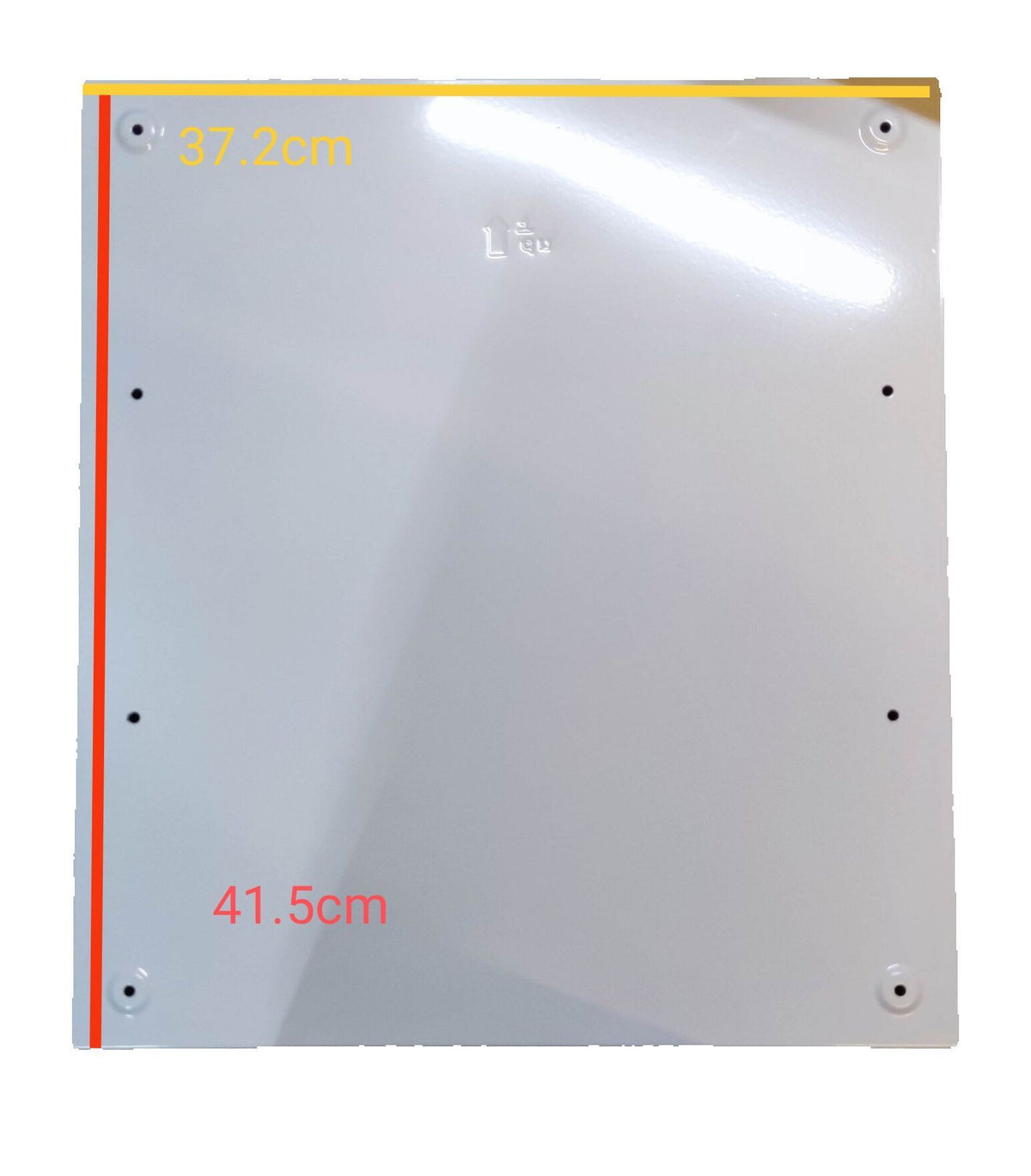 White metal enclosure for Panel Board 63A 2 Pole Main Miniature with mounting holes and dimensions