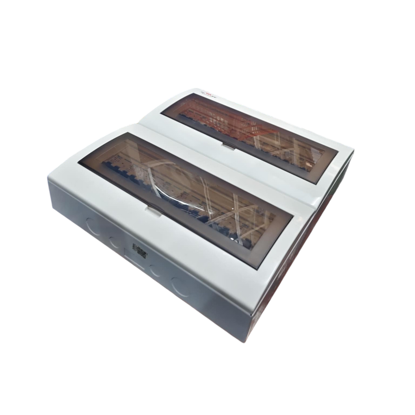 Panel Box with 15 Bus Bar 2 Pole Royu Breakers electrical circuitry part in white casing with transparent covers
