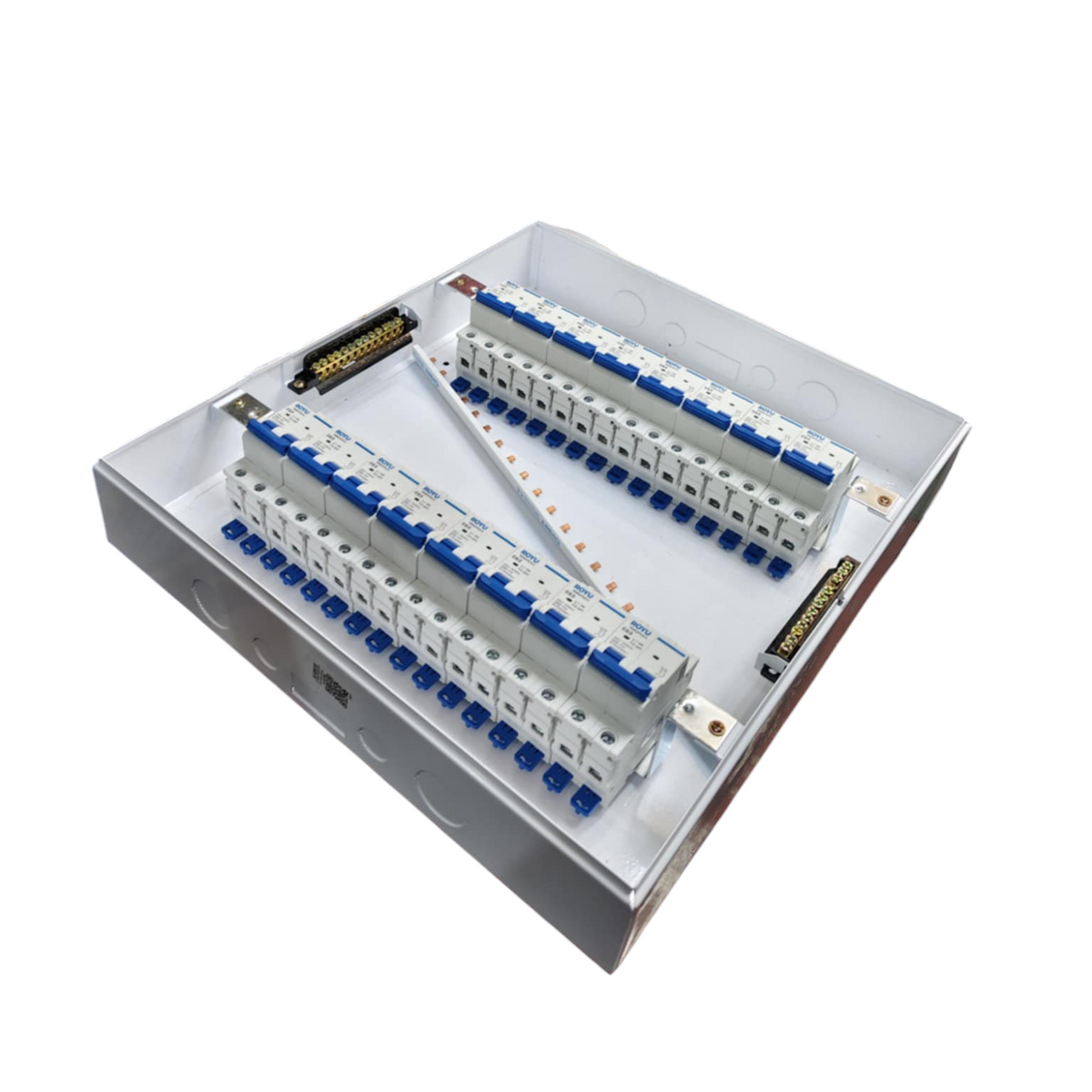 Panel Box with 15 Bus Bar 2 Pole Royu Breakers electrical circuit component with multiple breaker slots