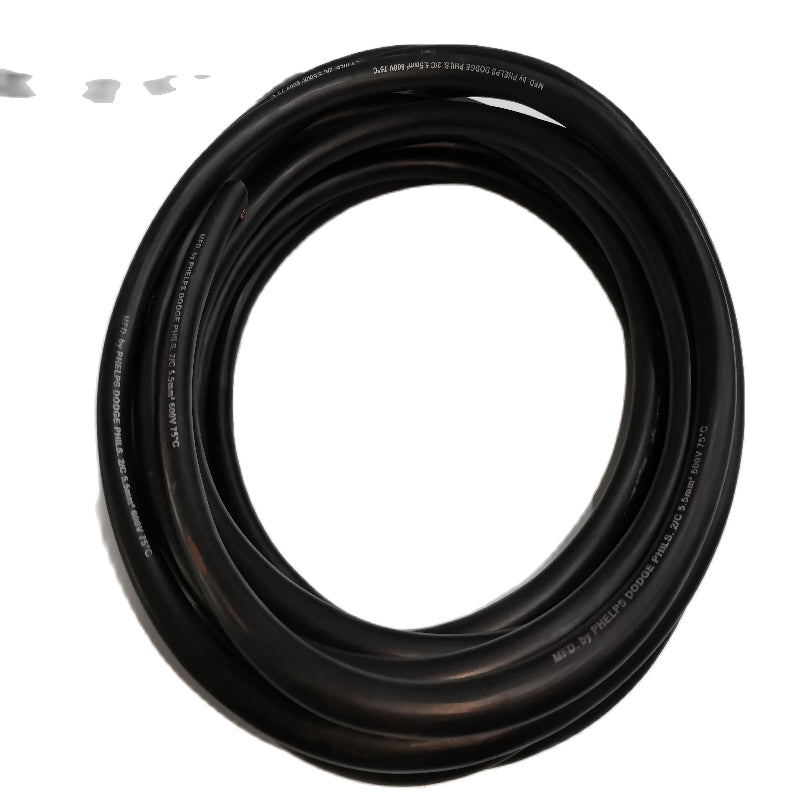 Phelps Dodge royal cord 2 core 5.5mm black electrical wire coiled for wiring and connections