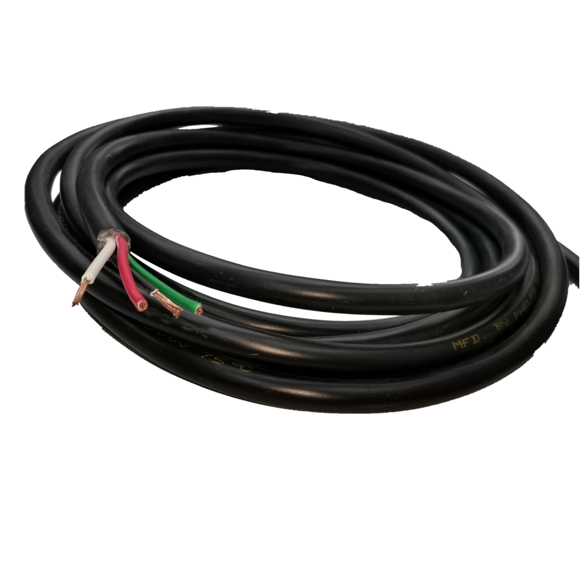 Phelps Dodge Royal Cord 8.0mm 4C black electrical wire with exposed copper ends