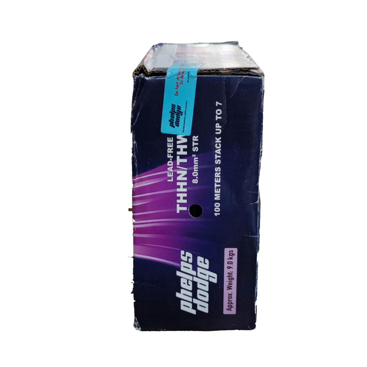 Phelps Dodge box containing THWN Stranded AWG 8 Green electrical wire 100 meters