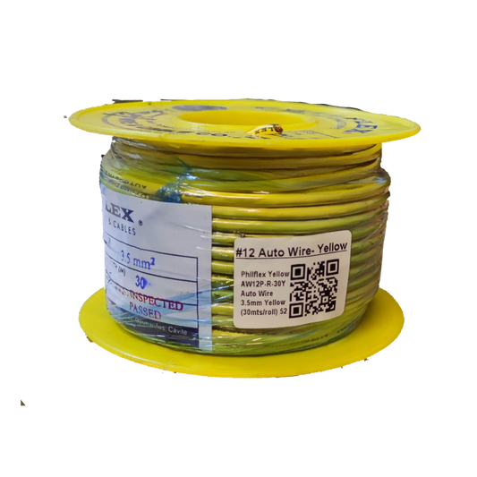 Philflex Autowire AWG #12 ( 3.5 mm) Automotive Wire Auto Wire Yellow 30 Meters per Roll Electx Electrical Supply