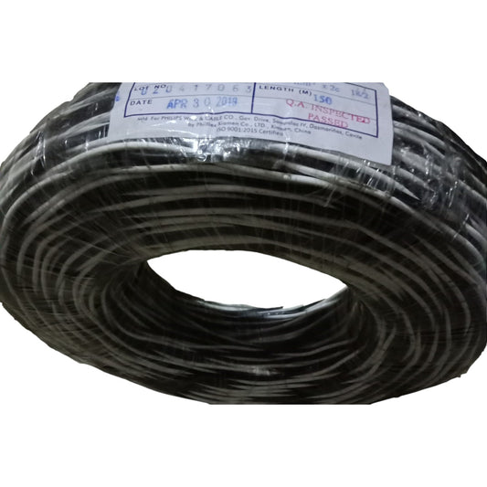 Philflex TF Wire AWG 16/2 (1.25mm/2) Stranded (Hook Up Wire/ Thermoplastic Fixture Wire) Black/ White Twisted Wire 150 Meters Per Roll