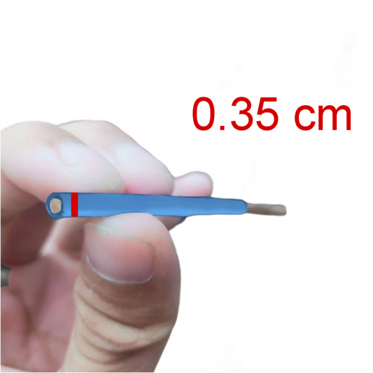 Philflex THWN AWG 12 Stranded Blue wire held between fingers showing the end and insulation thickness