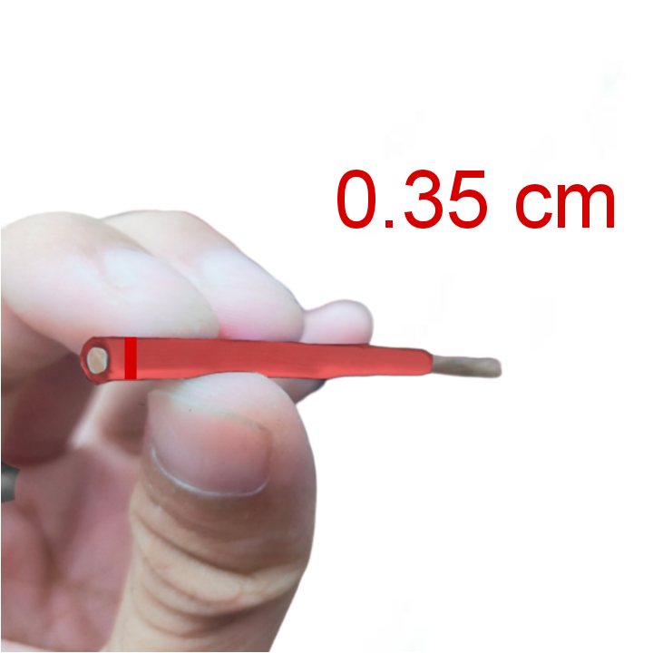 Philflex THWN AWG 12 Stranded Red wire held between fingers showcasing 0.35 cm thickness