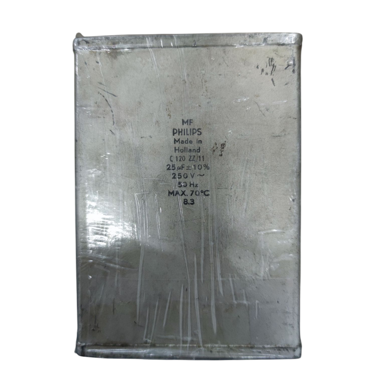 Philips 25uF 250V capacitor for sale rectangular metallic electrical component