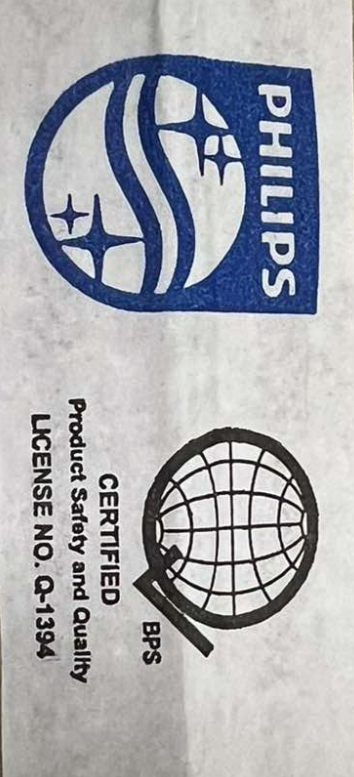 Certification and product safety label for Electx Electrical Supply 36W T8 fluorescent tube light