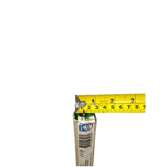 Philips 58W T-8 Fluorescent Tube 3000K with measuring tape showing its length and packaging details