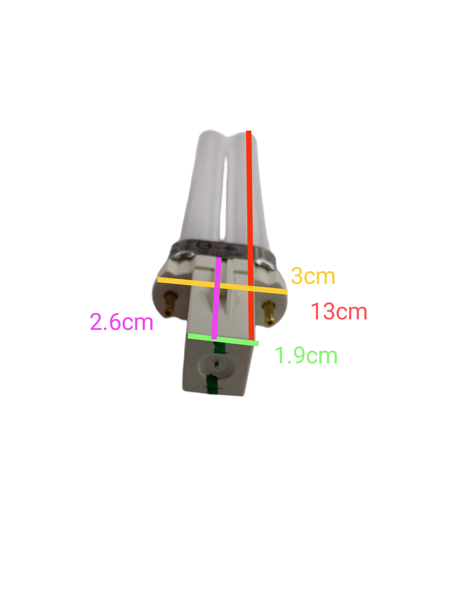 Philips 7W Pinlight Daylight G23 Socket compact fluorescent bulb with measurement details