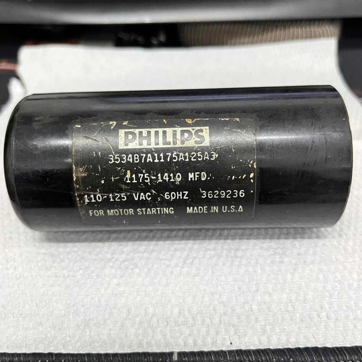 Philips electrical starting capacitor 1175-1410MFD for motor starting with voltage 110-125 VAC