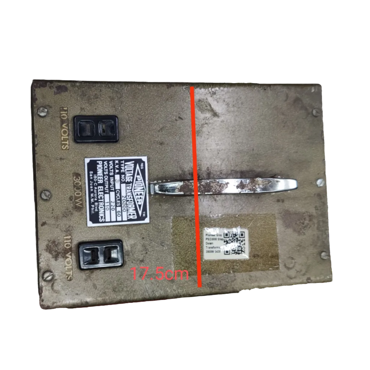 Denko 3000W Step Down Transformer 220V with dual 110 volts outlets and metal handle