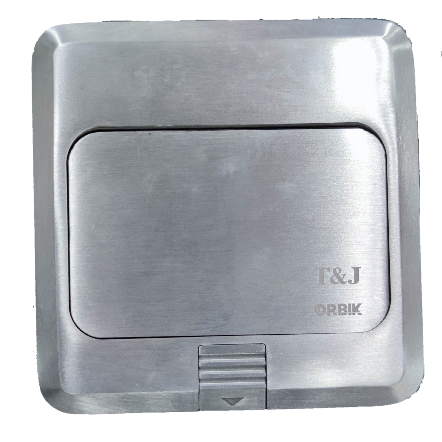T&J Pop-up Universal with Ground Outlet 16A stainless steel power point cover closed
