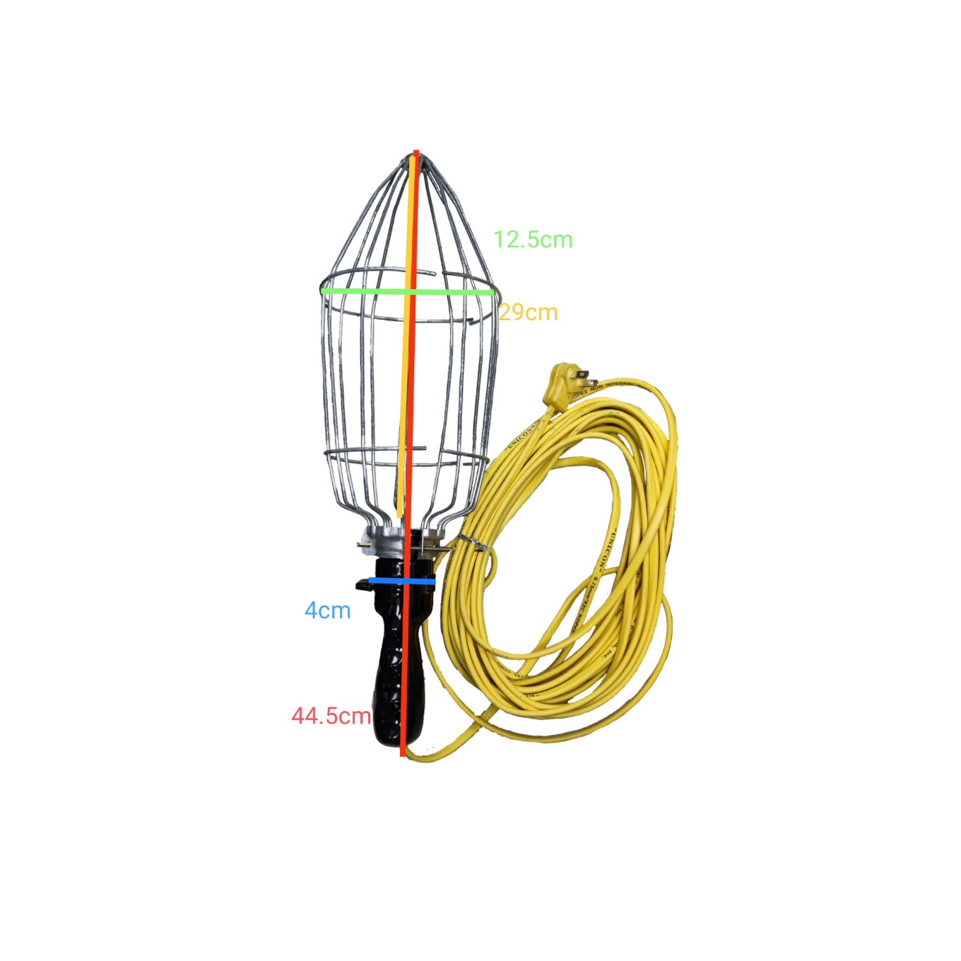 Kopez portable work light 220V E27 with protective metal cage and yellow extension cord